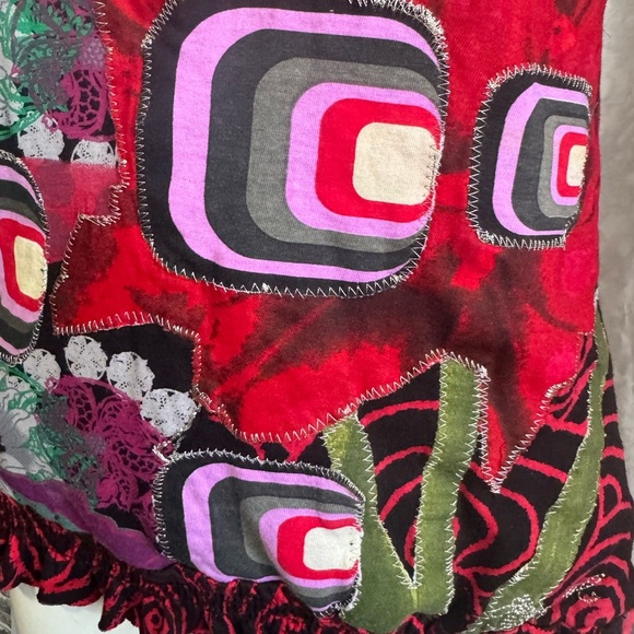Y2K Dream DESIGUAL Colorful Abstract Embroidered Metallic Women's Top Medium - Picture 6 of 13